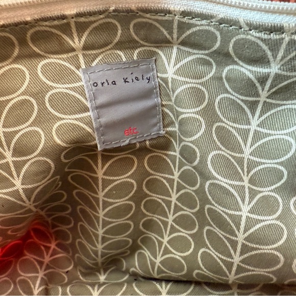 Vintage Orla Kiely Red Navy Blue Solid Stem Shoulder Bag Tote Floral Handbag - Picture 14 of 16